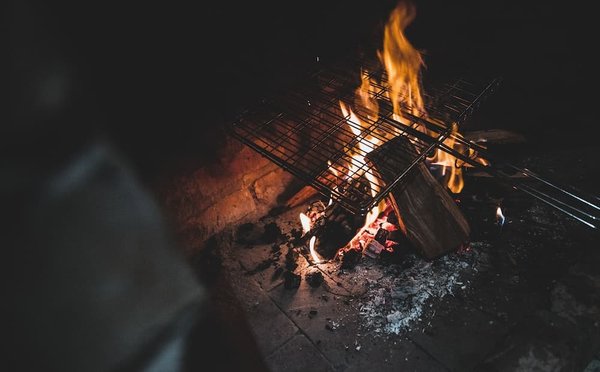What are the best practices for using a charcoal grill in a commercial kitchen setting?